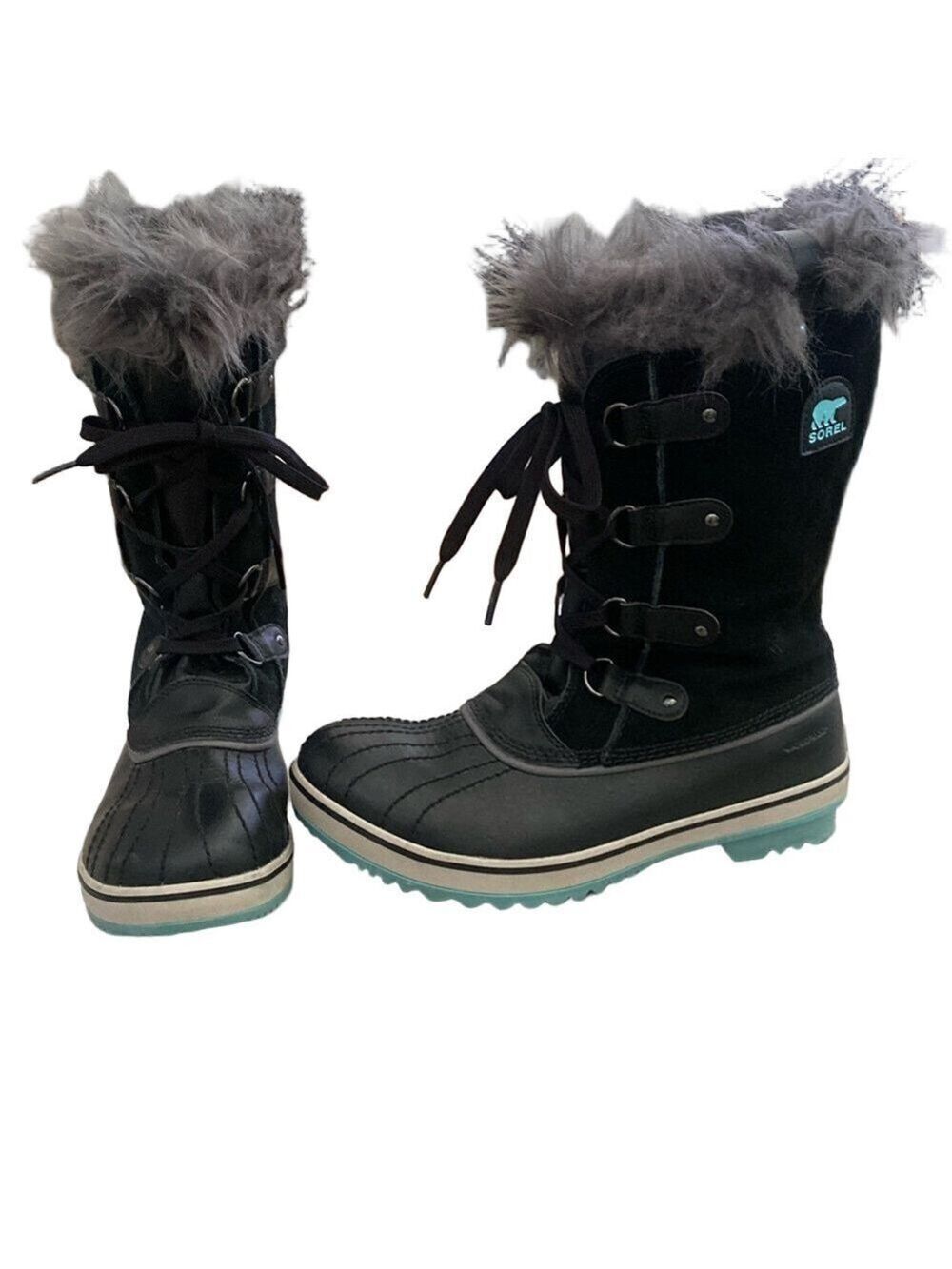 Sorel Tofino Lace-Up Winter Boots with Faux Fur – Size 7